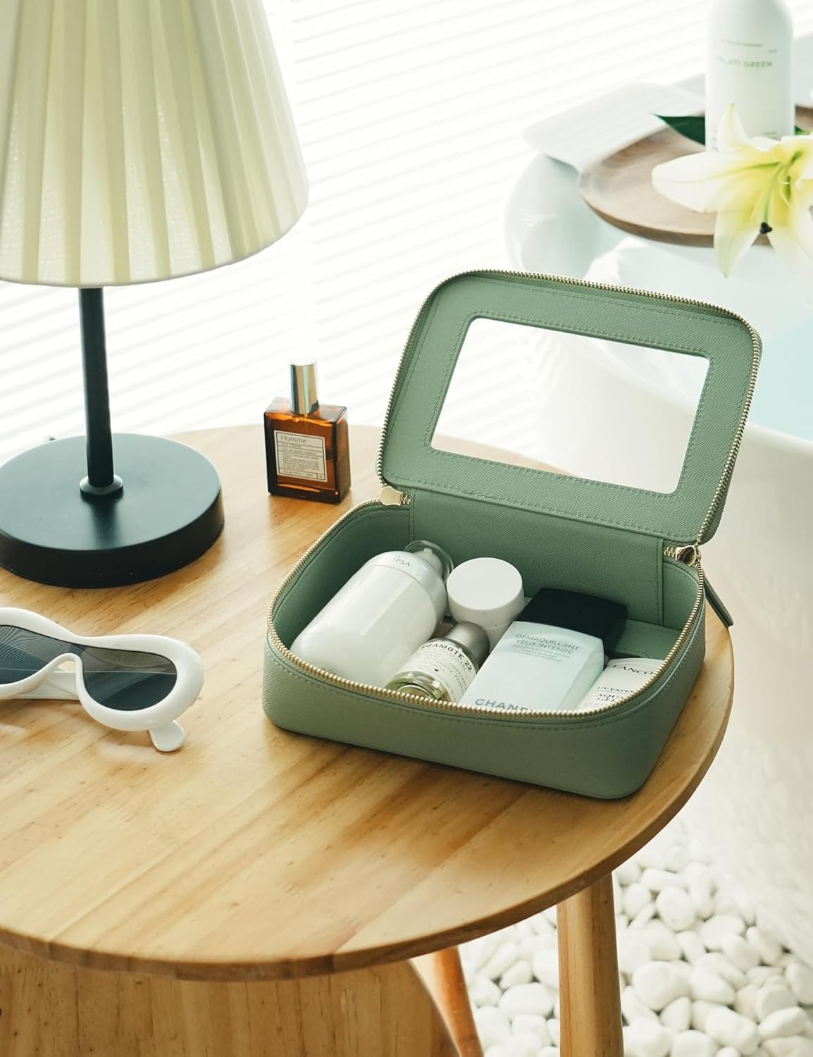 Popvibe Clear Makeup Bag Travel Cosmetic Case Transparent Toiletry Bag with Zipper, Portable Make Up Organizer Traveling Compact Car Bag for Essentials