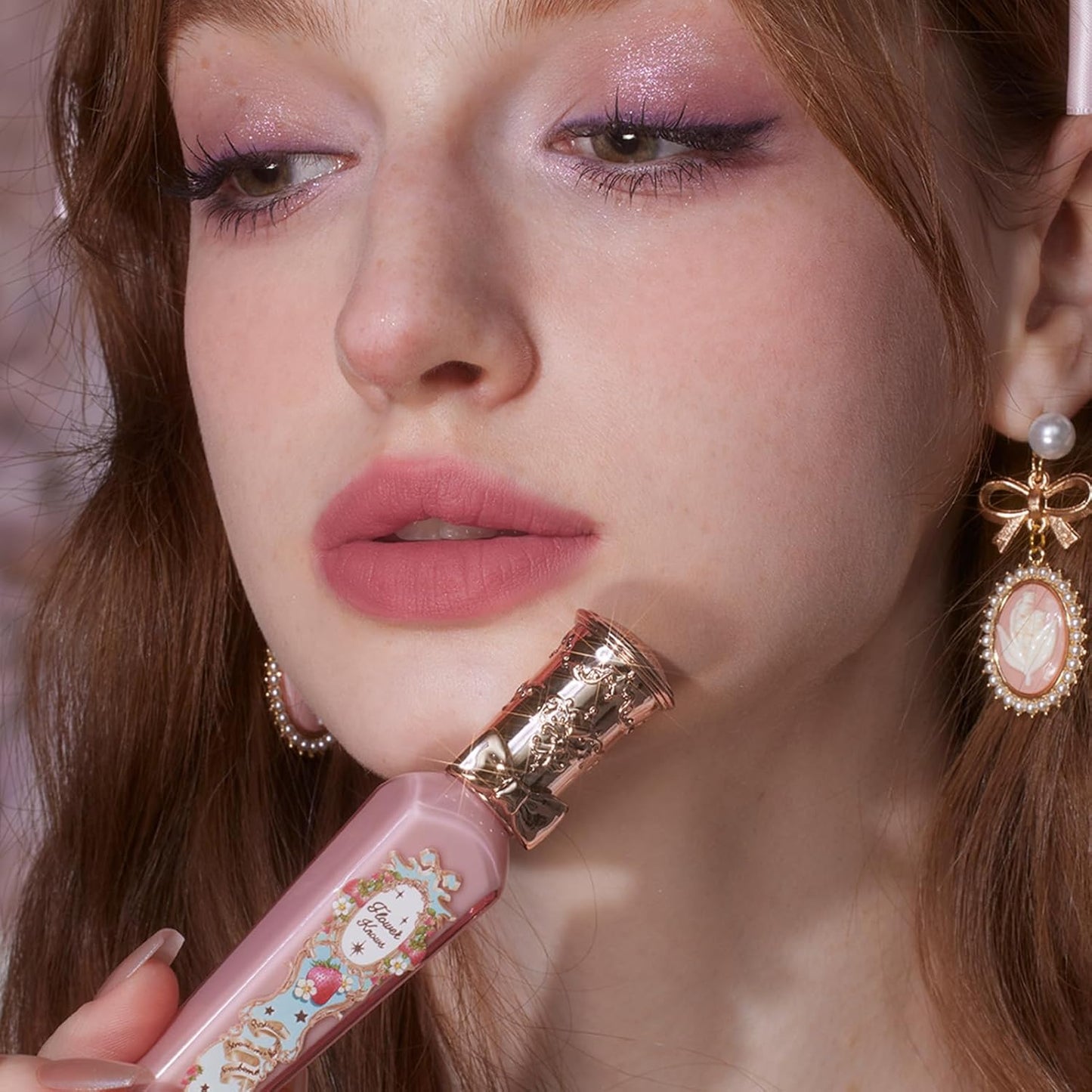 Flower Knows Strawberry Rococo Cloud Lip Cream,Velvety Matte Liquid Lipstick,Pink Lipstick,Long Lasting Lip Stain,Kiss-proof Blurred Lipstick for Girls&Women,0.12 Fl Oz(S04 Strawberry Moon)