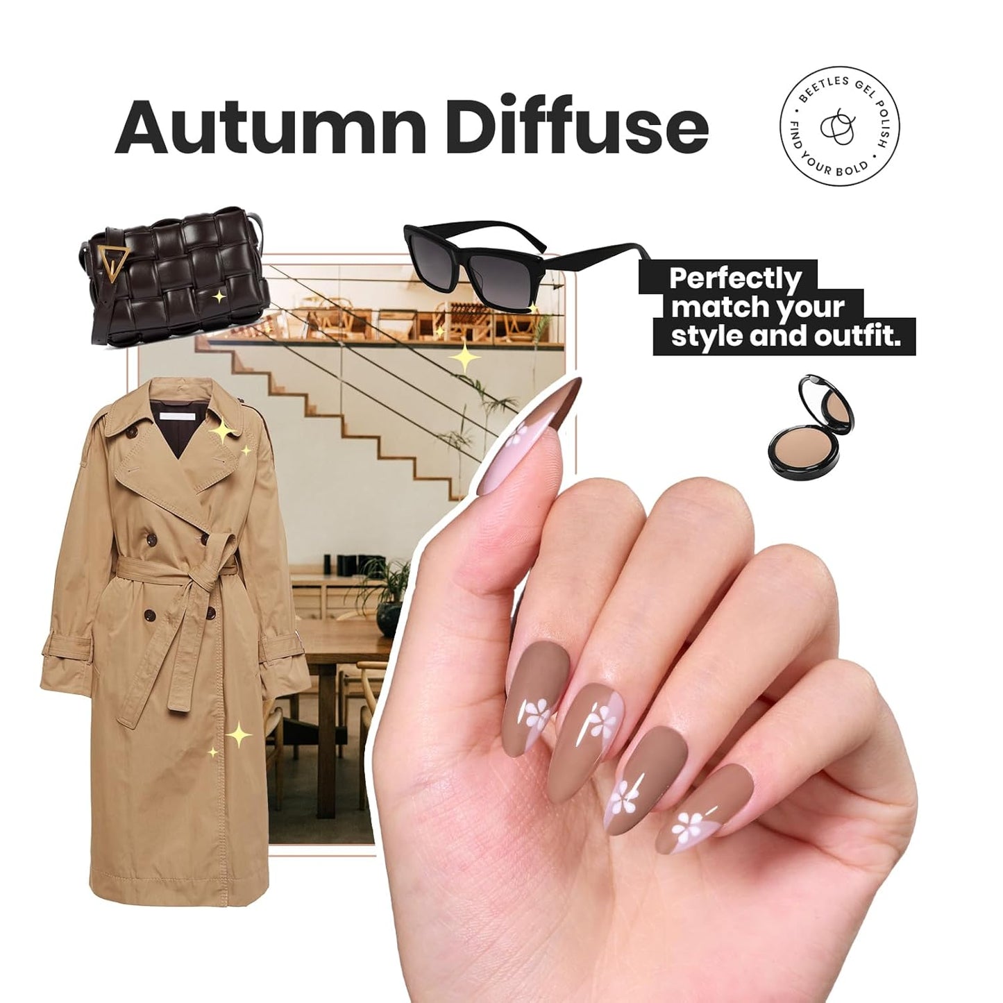 Beetles Fall Nail Polish Set Coconut Mousse 6 Colors, Nude Nail Polish Quick Dry Long Lasting Neutral Brown Red Pink Lacquer Glossy for Women Salon DIY Nail Art