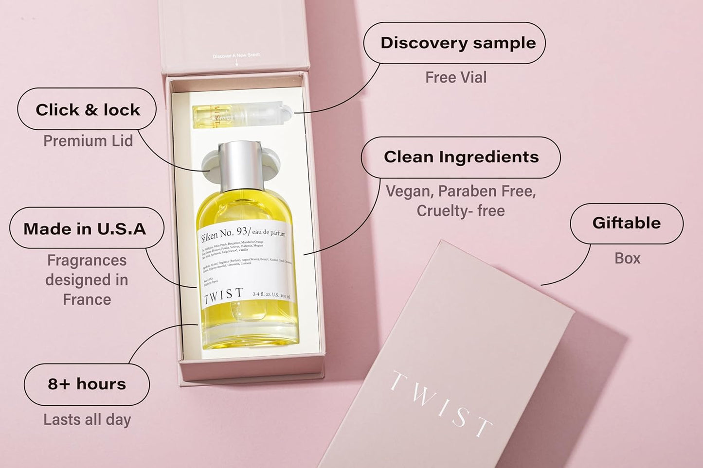 Twist Silken No. 93 Inspired by Perfume D. Marly's Valaya, Long Lasting Perfume For Women, Paraben Free, Vegan, Clean Ingredients, Fragrance - Spray 100 ml | 3.4 fl. oz.