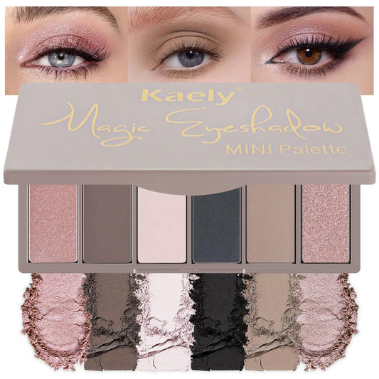 Kaely 6 Color Mini Neutral Eyeshadow Palette Makeup, Highly Pigmented Eye Shadow Palette Waterproof, Natural Matte Shimmer Eye Shadow Palette, paleta de sombras de ojos, Vegan & Cruelty-free, 06