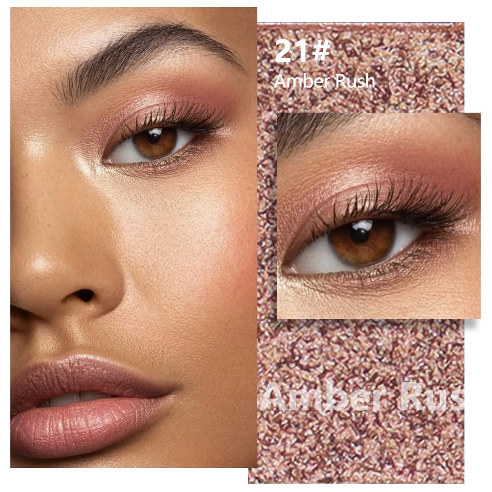 Glittler Singe Eye Shadow Palette Makeup, Amber Rush Brown Sparkle Monochrome Eyeshadow, Mini Singe Pressed Pigmented Waterproof Sombras Para Ojos, Vegan, Talc, Paraben & Cruelty Free, 21