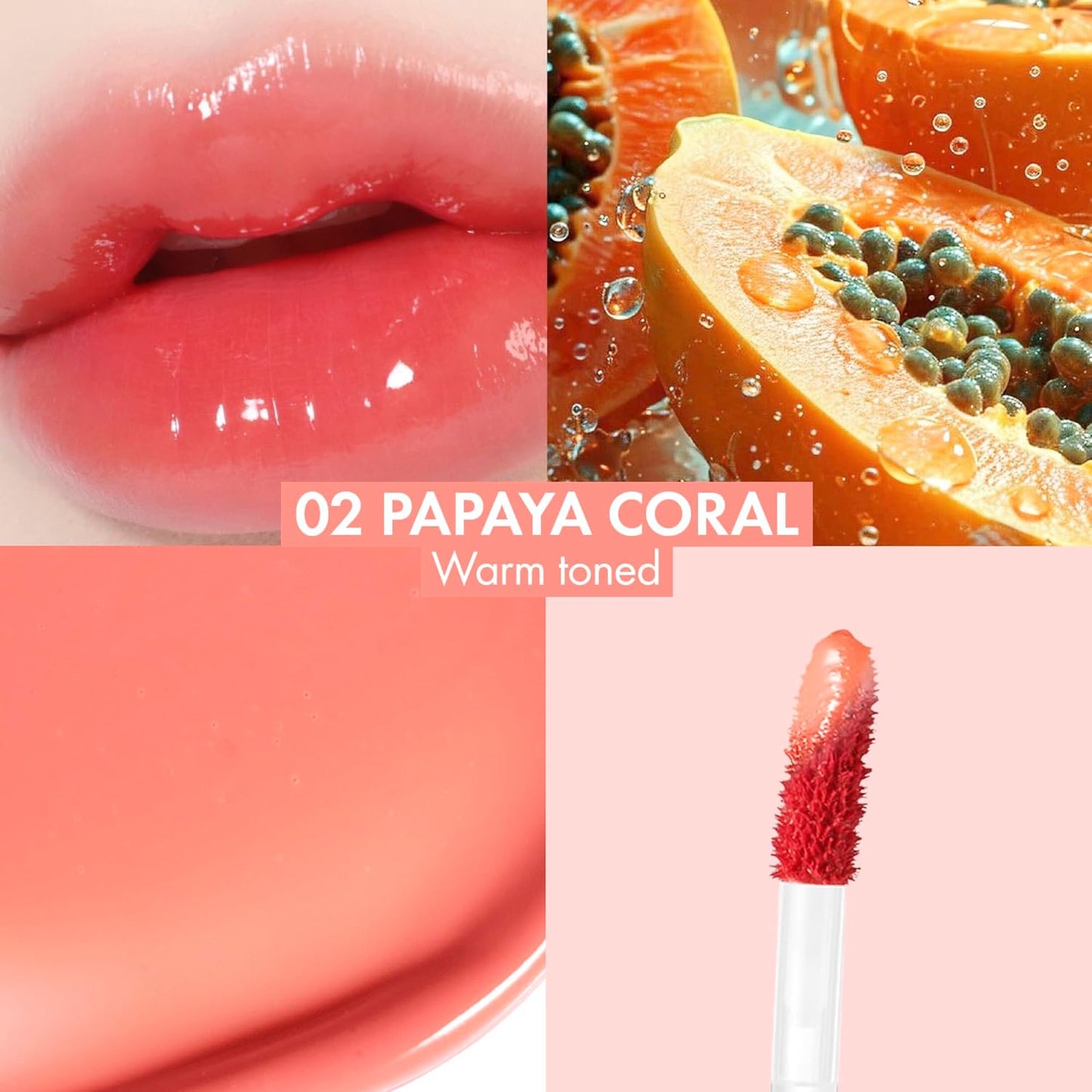 Amuse SEOUL BEBE TINT - 02 PAPAYA CORAL | 24-hour Long-lasting Lip Stain, Plumping, Hydrating, Moisturizing, No Peel Off, Lip Care, Treatment, Non Sticky, Korean Lip Tint for Dry Lips