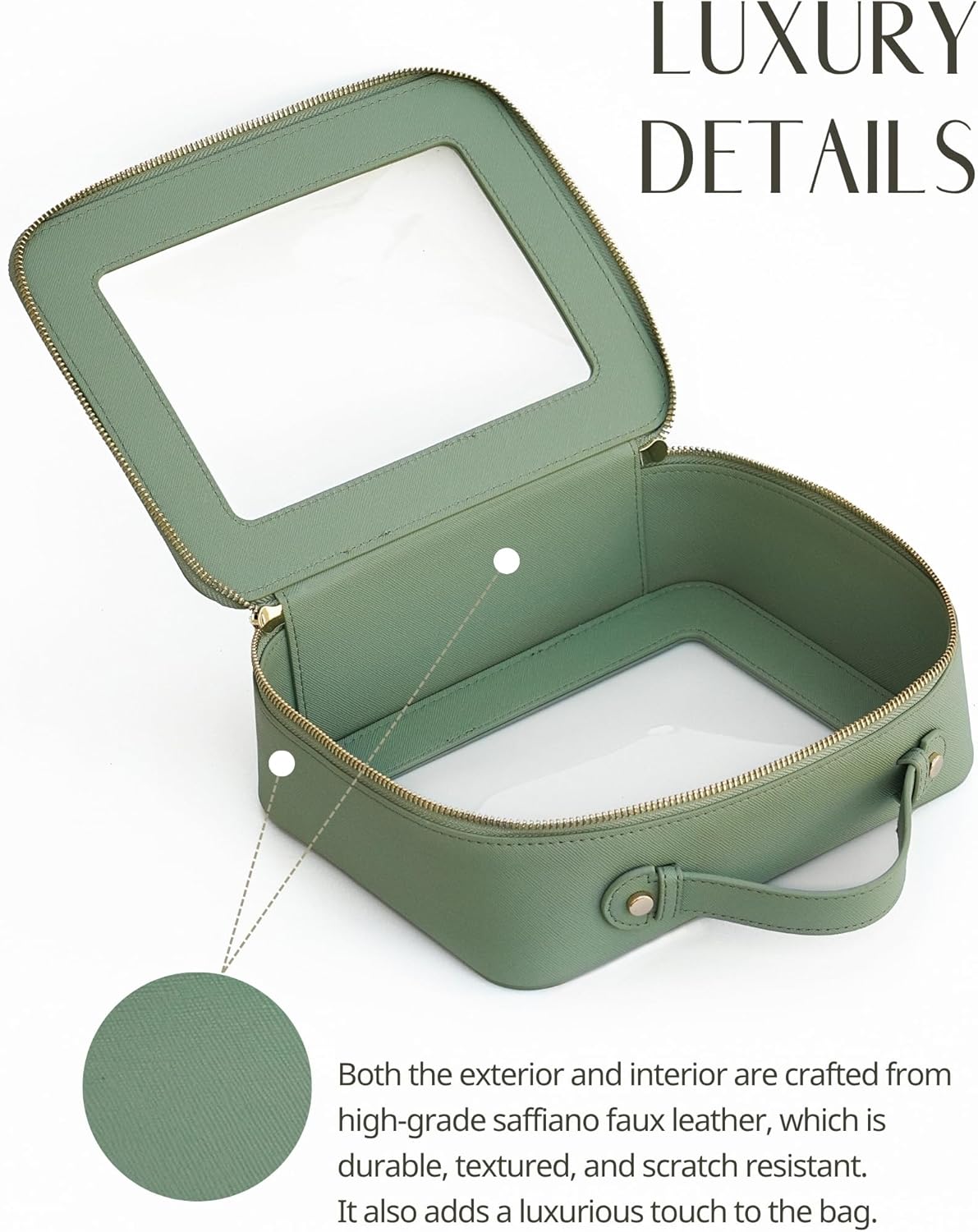 Popvibe Clear Makeup Bag Travel Cosmetic Case Transparent Toiletry Bag with Zipper, Portable Make Up Organizer Traveling Compact Car Bag for Essentials