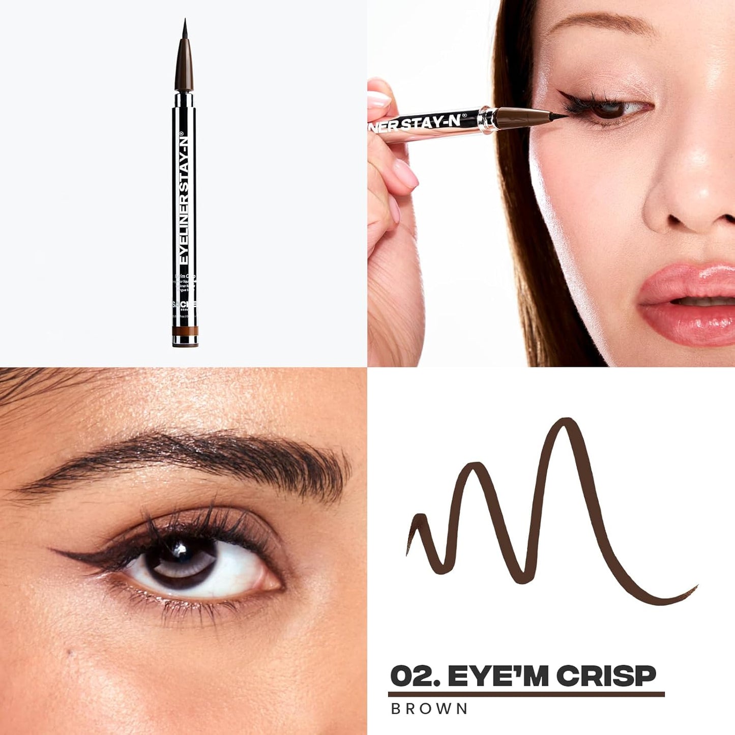 Sacheu Liquid Eyeliner STAY-N Long Wear Waterproof Eyeliner Pen with Ultra-Precise 360° Flexible Tip — Smudge-Proof Vegan & Cruelty-Free Eye Makeup, Eye’m Crisp