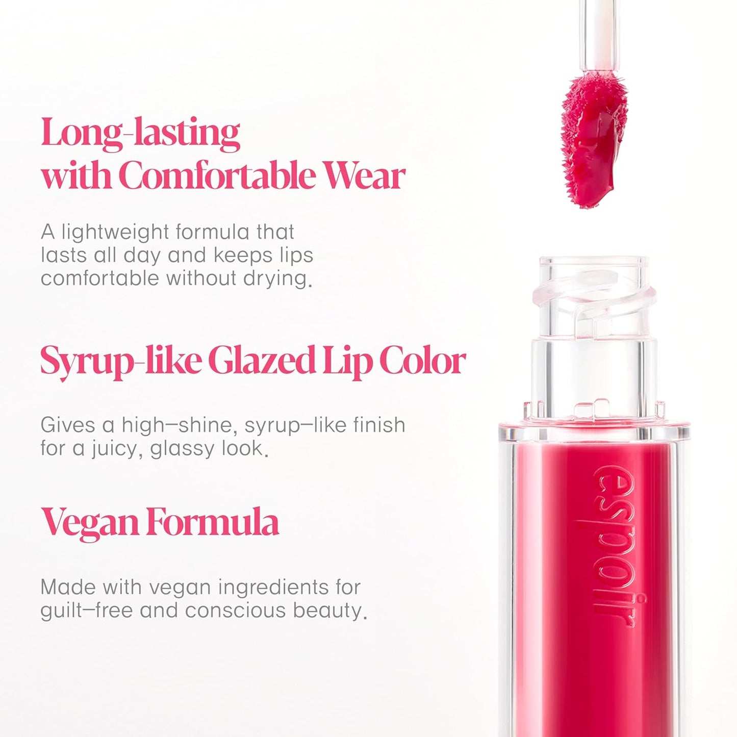 Espoir Couture Lip Tint Glaze #15 Serenade 0.14oz| Volumizing Lip Stain with Syrupy Shine | Long-Lasting & Vibrant Color for Radiant Lip Look | Moisturizing & Glossy Lip Tint | Korean Lip Makeup
