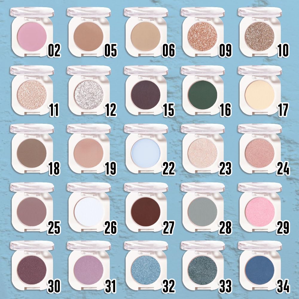 Sky Blue Single Metallic Shimmer Eyeshadow Makeup, Neutral Powde Eye Shadow for Women, Sky Blue Metallic Glitter Singles Eyeshadow Palette Pigmented Waterproof, Girls Monochrome Eyeshadows Gift