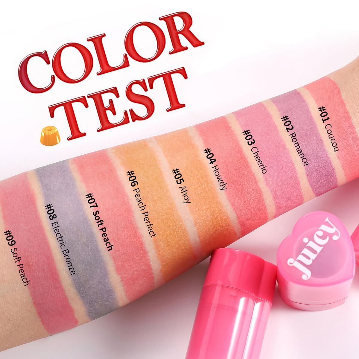 Cooling Water Jelly Tint Stick，Multi-Use Juicy Love Blush, 3-In-1cheek Blush & Eyeshadow & Lip Tinted Long-Lasting Moisture Stick，Bouncy Jelly Texture，Creates A Moist Watercolor Effect (#02, 0.32oz)
