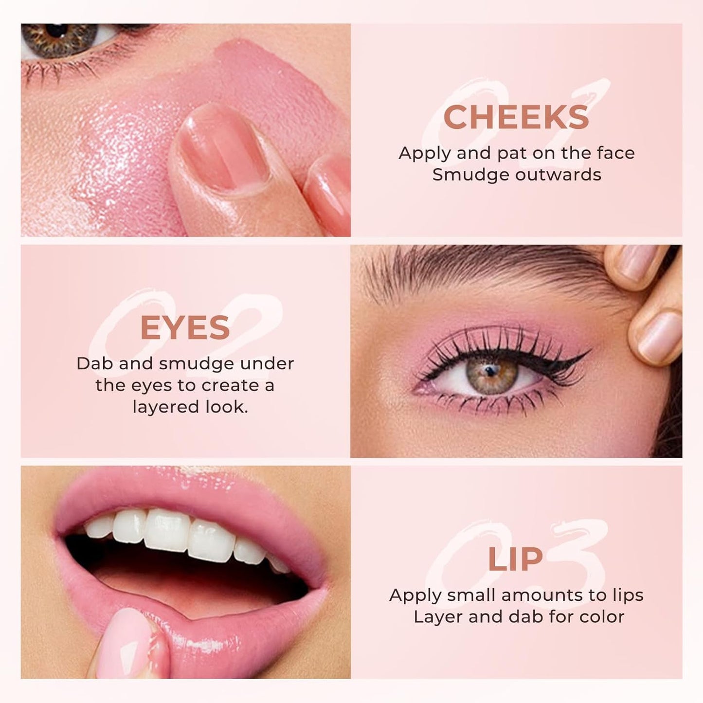 Jolilab Blush Makeup Color Changing Blush Palette Cream Blush Powder Palette Long-Lasting Hydrating Pigment High Impact Buildable Color Smooth Finish for Eyes, Lips & Cheeks(2, pink, 1)