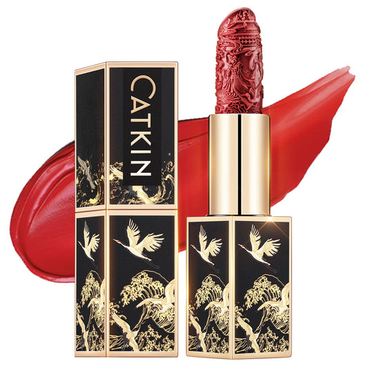 Catkin Moist Lipstick Hydrating High Impact Color Infused with Vitamin E and Avocado Oil Smooth Soft Texture Long Lasting Red Glow Finish 130