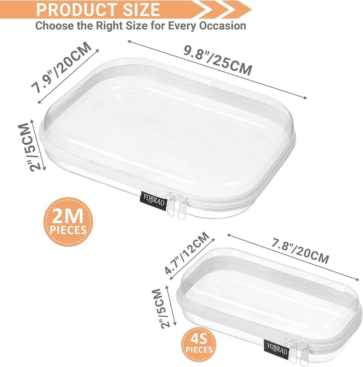 6 Pack Clear Hard Shell Zipper Case (4 Small & 2 Medium), Hard Plastic Organizer Pouches for Travel, Small Items, Makeup, Electronics & Art Supplies - Crush-Resistant & Waterproof Storage