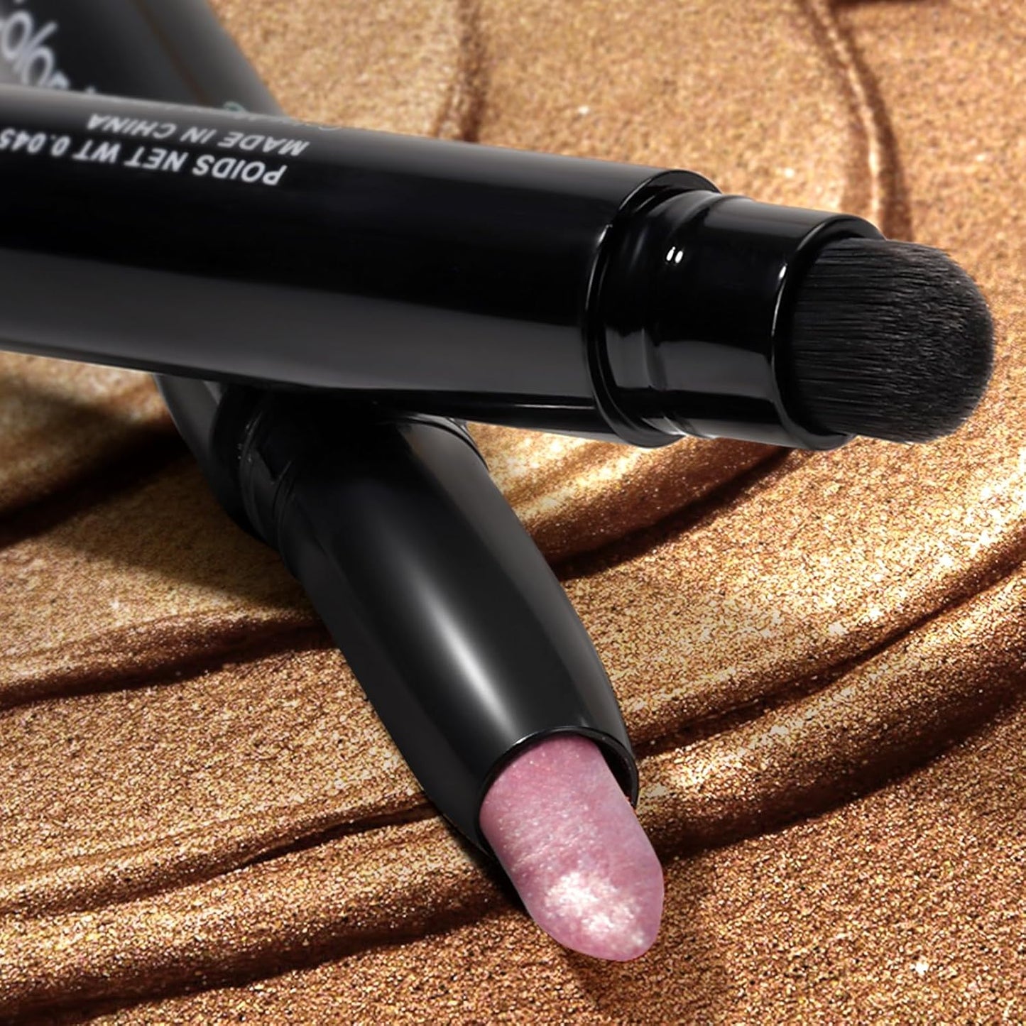 Cream Waterproof Hypoallergenic Eyeshadow Stick, longwear Metallic Glitter Matte Eye Shadow Pencil With Makeup Brush, Eye Brightener, 12 Pink Diamond Shimmer