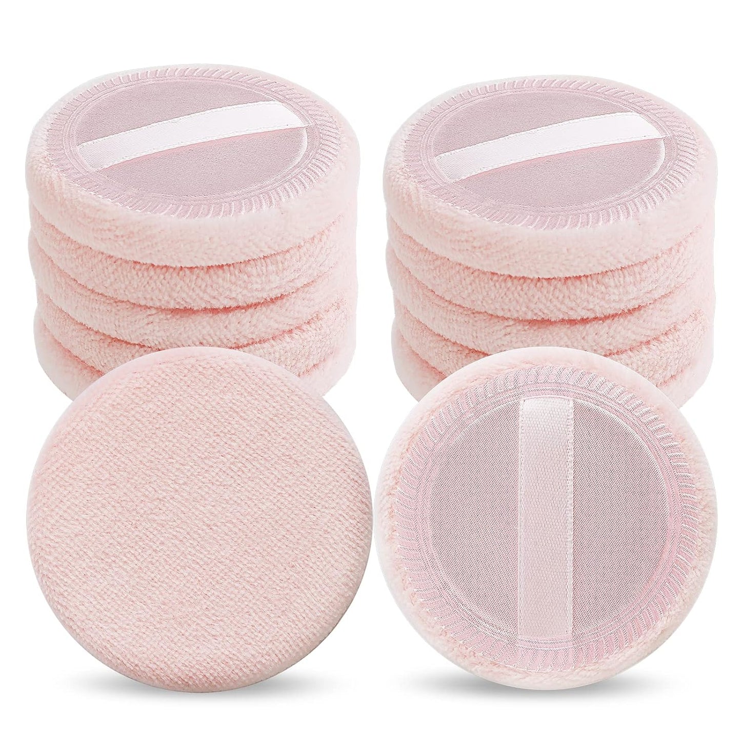12PCS Makeup Powder Puffs Pink Cotton Powder Puffs Round Powder Puff for Makeup Face Powder Velour Puffs for Loose Powder Washable(pink