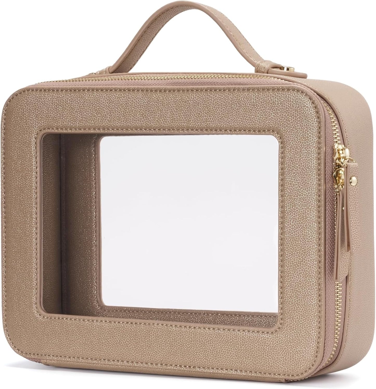 Popvibe Clear Makeup Bag Travel Cosmetic Case Transparent Toiletry Bag with Zipper, Portable Make Up Organizer Traveling Compact Car Bag for Essentials