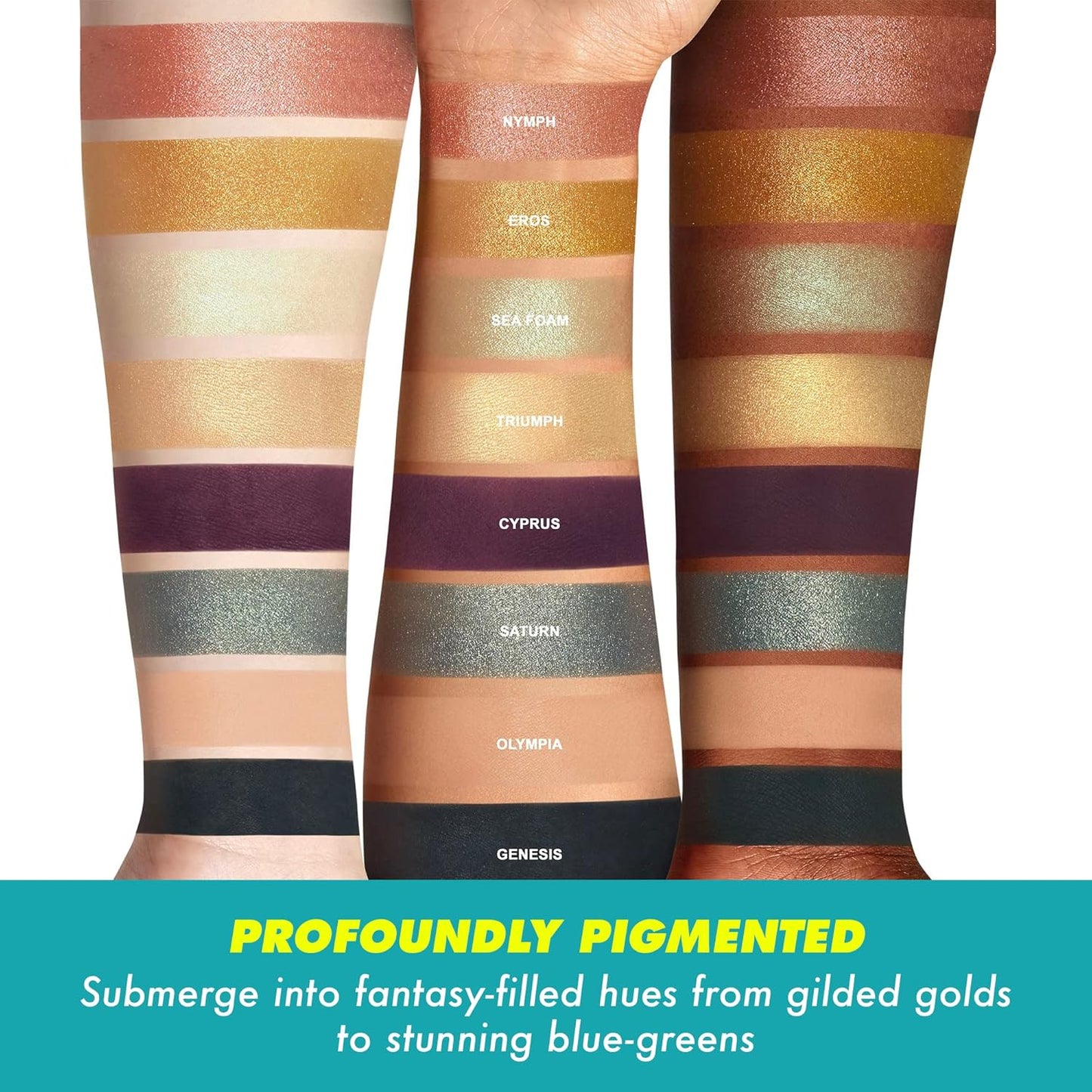 Lime Crime Eye & Face Palette, Prelude, Chroma - 8 Highly Pigmented Matte & Metallic Shades of Golds, Deep Purple & Teal - Highly Pigmented Color & Easy to Blend - Mirrored Box - Vegan