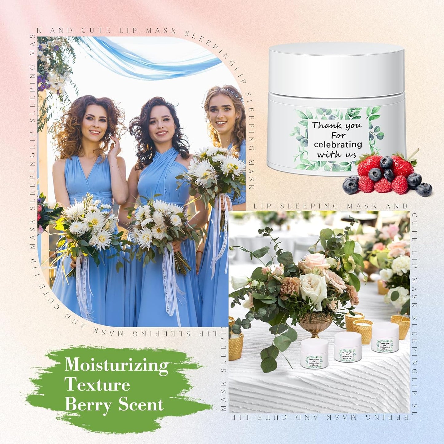 12 Pcs Thank You Lip Sleeping Mask Bulk Bridal Shower Gifts for Guests Thank You for Celebrating with Us Lip Mask Moisturize Nourish for Wedding Bridal Shower Favor Christmas Gift(Eucalyptus)