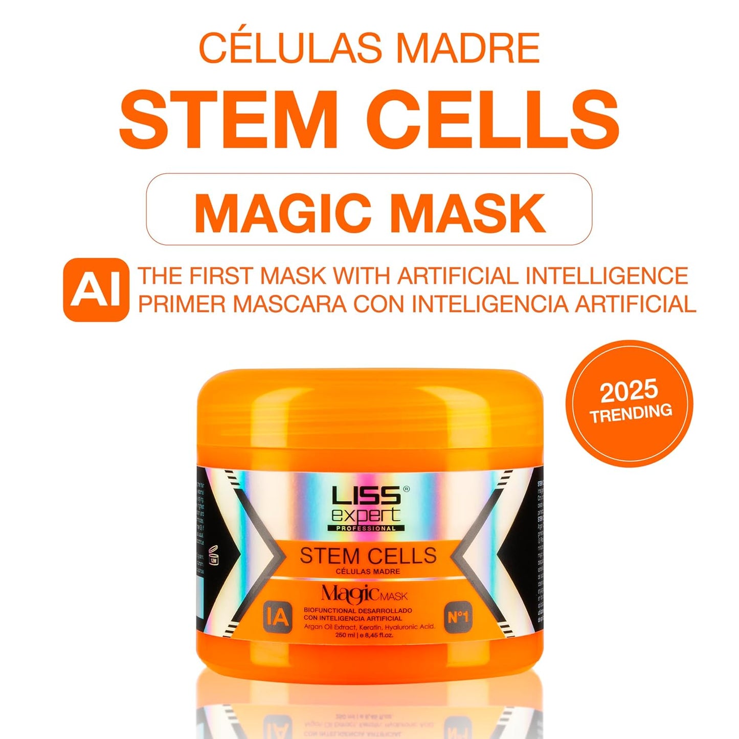 Liss Expert Stem Cells Smoothing Treatment 8.45 oz (ONE shoulder length app) and Magic AI Mask, 8.45 oz Set Hyaluronic Acid, Collagen, Argan Oil, Keratin and Stem Cells for after care SET (3, 8.45)