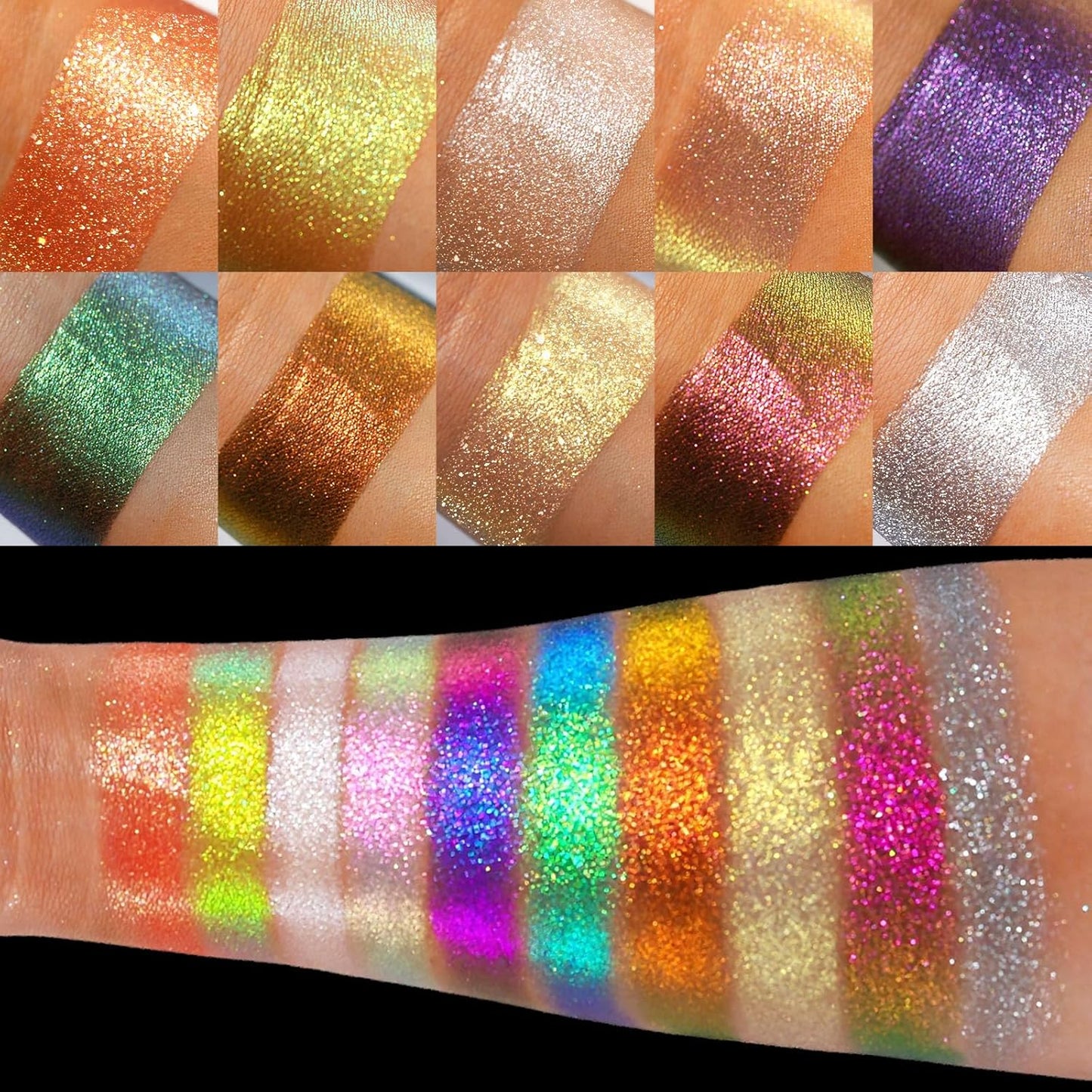 UCANBE Chameleon Multichrome Eyeshadow Palette, 10 Colors Shifting Chromatic Sparkling Metallic Eye Shadow, Multi-Use Blendable Holographic Glitter Shimmer Eye Makeup Palllet (Lunar Mirage)