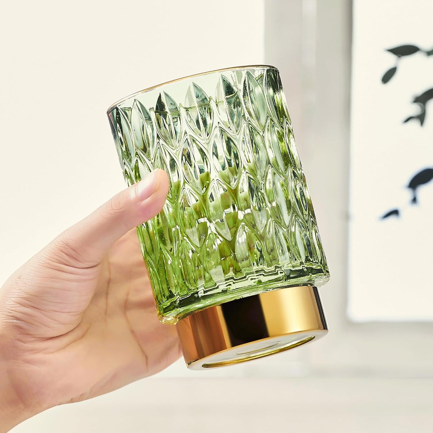 Makeup Brush Holder Organizer,Toothbrush Holders,Desk Pen Pencil Holder,Multifunctional Vintage Glass Brush Cup（A39-1-US）