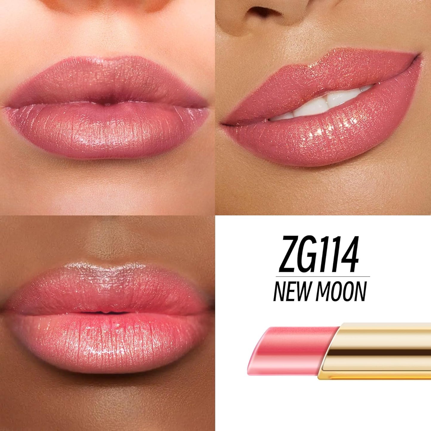 Nude Pink Lipstick Moisturizing for Women Shimmer Tinted Lip Balm Hydrating Nourishing Lip Gloss Vegan& Cruelty Free Lip Makeup, ZG114 New Moon