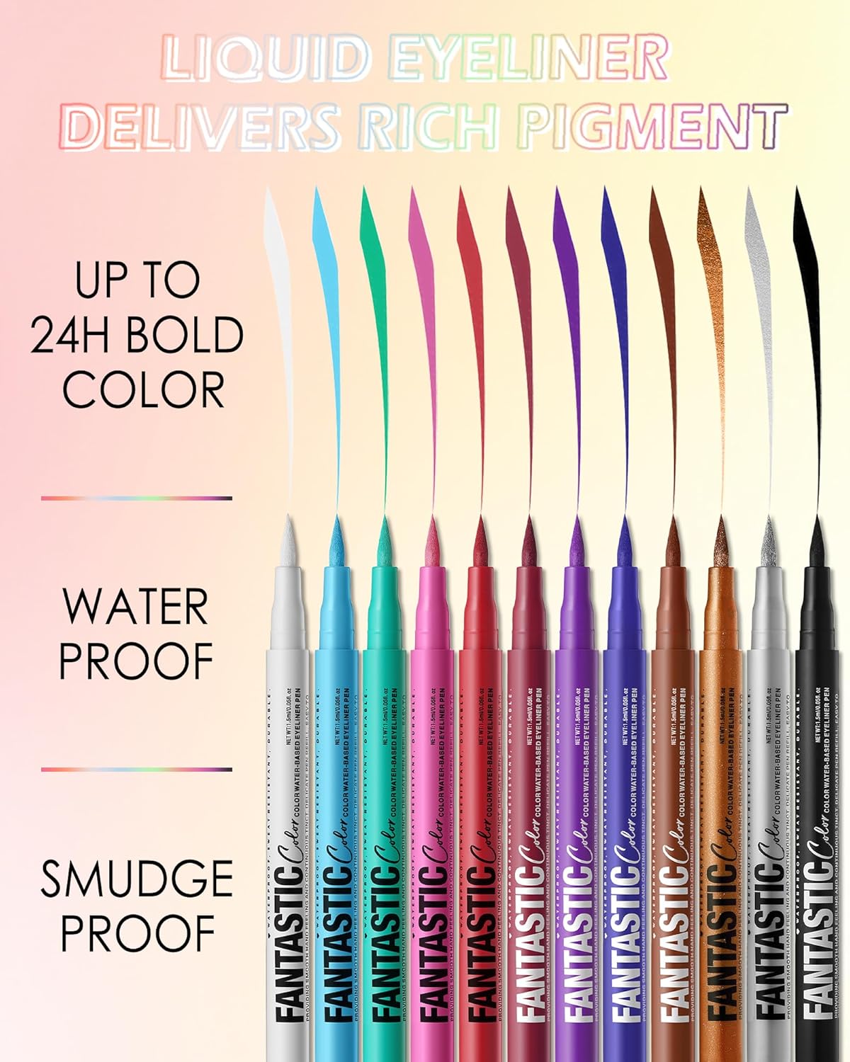 White Matte Liquid Eyeliner Pencil, Colorful High Pigmented Waterline Eye liner Waterproof Pen, Bright Colored Smudgeproof Long Lasting Eyeliner Pen Christmas Party Festival Makeup Gift for Women-01
