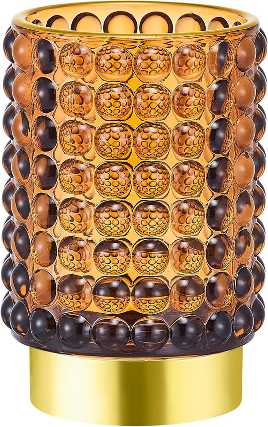 Makeup Brush Holder Organizer,Toothbrush Holders,Desk Pen Pencil Holder,Multifunctional Vintage Glass Brush Cup(A38-9-US/Brown/L)