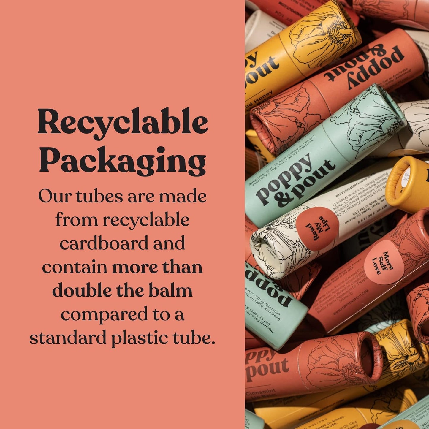 Jumbo Lip Balm Gift Set (10-Pack) | Poppy & Pout All Natural Lip Balms & Moisturizers | Hydrates with Beeswax, Vitamin E, Organic Coconut Oil | Cruelty-Free | Lip Balm in Recyclable Cardboard Tube