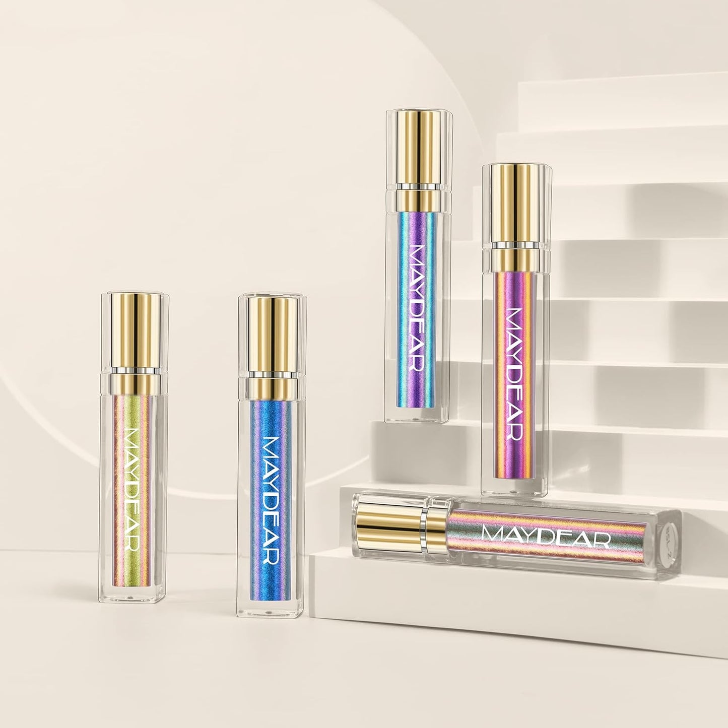 Maydear Chameleon Lipstick 5 Colors Set, Long Lasting Waterproof Colourful Diamond Shimmer Lip Gloss for Women Girls Makeup kit