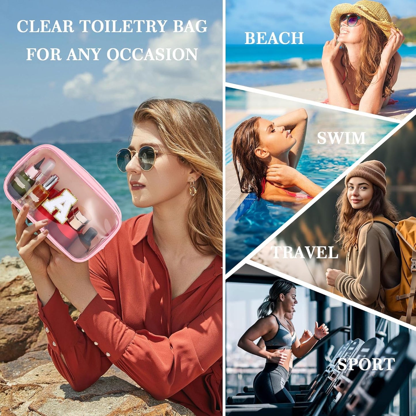 YOOLIFE Birthday Gifts for Kids | Travel Toiletry Bag | Pink Clear Makeup Bag for Teen Girls Kids Cosmetic Bags Gifts for 5 6 7 8 9 10 11 12 13 Year Old Girls Birthday Gifts for Girls Initial D