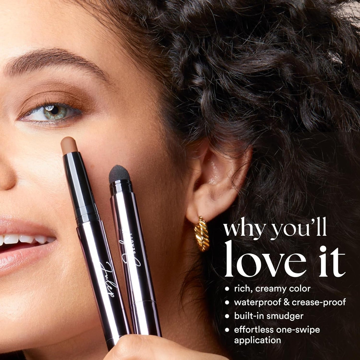 Julep Eyeshadow 101 Cream-to-Powder Waterproof Shadow Stick – Smoky Grey Shimmer – Long-Lasting, Crease-Proof, Medium Grey Shimmer Cream Eyeshadow with Built-in Smudger