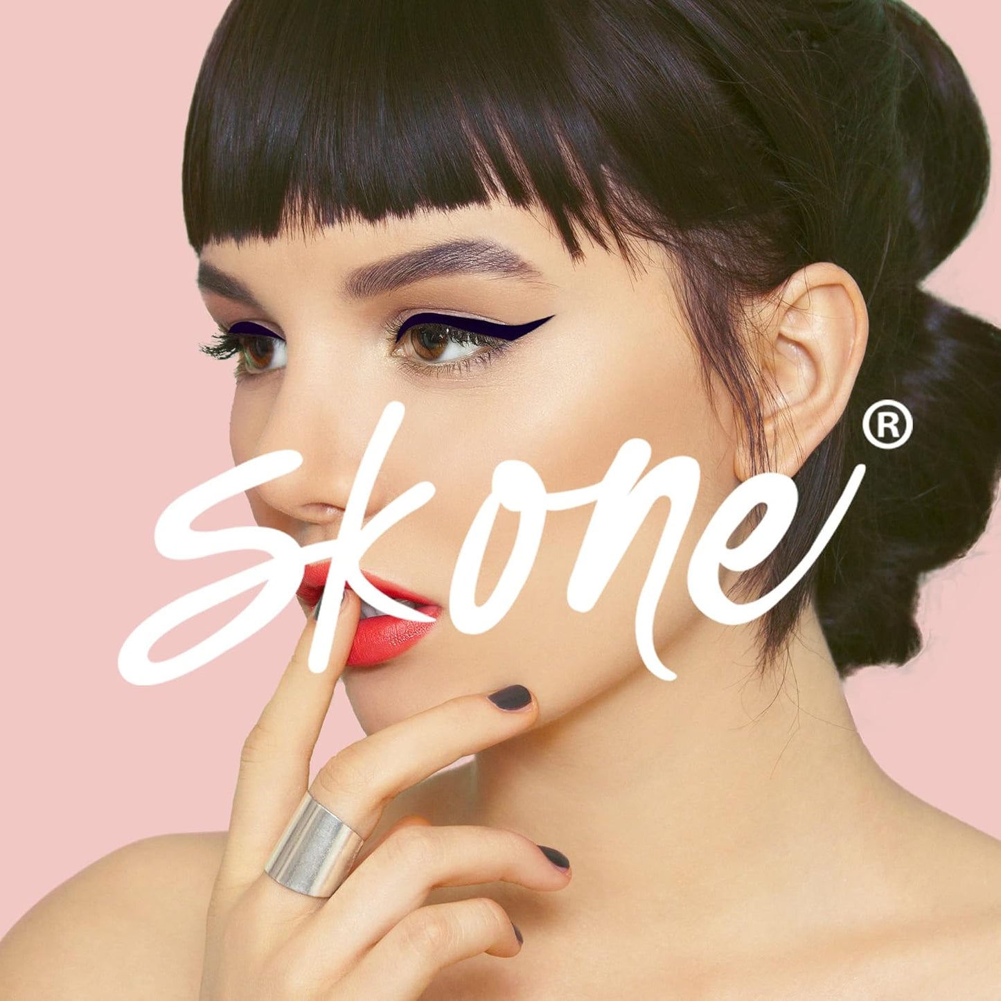 Skone Waterproof Liquid Eyeliner - Long Lasting & Smudge Proof - Insanely Intense Tattooed Eyeliner Pen with Felt Tip Applicator - Plum Black (0.07oz)