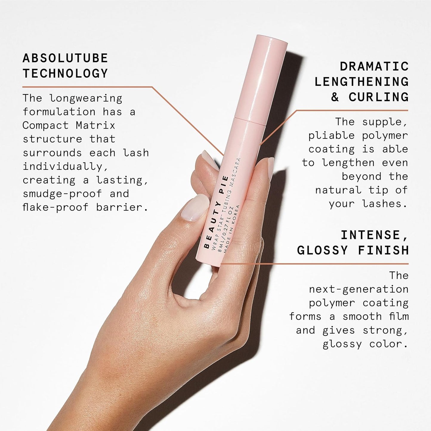 Wrap Star Tubing Mascara For Lenghtening & Curling & A Smudge-Proof & Flake-Proof Finish (Classic Black)