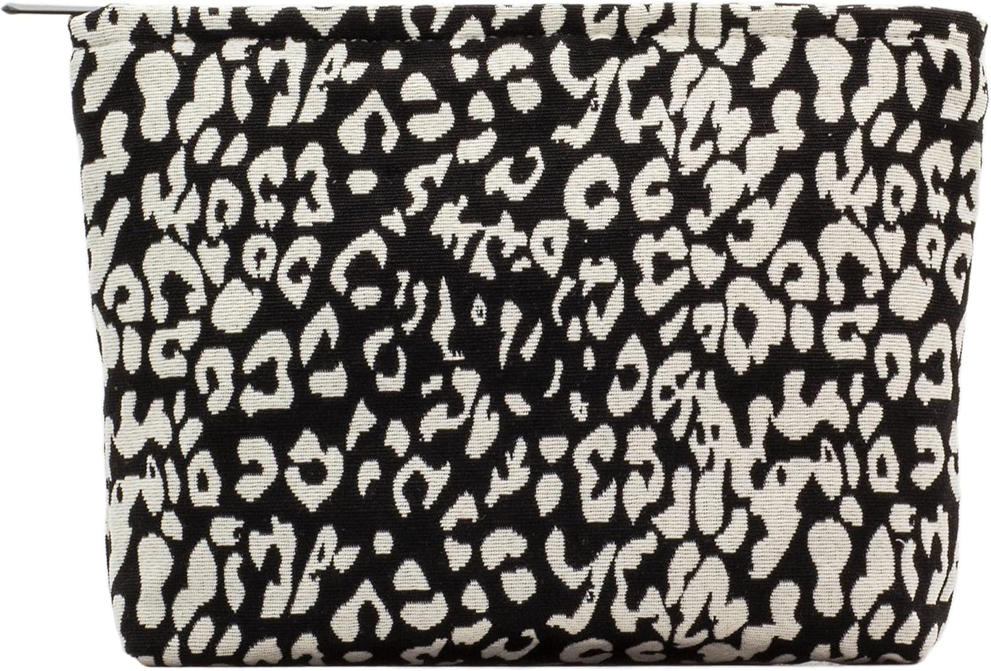 Makeup Bags for Purse Zipper Cosmetic Pouch Large Travel Canvas Make Up Organizer Tool Pouch for Women and Girls,Leopard Black