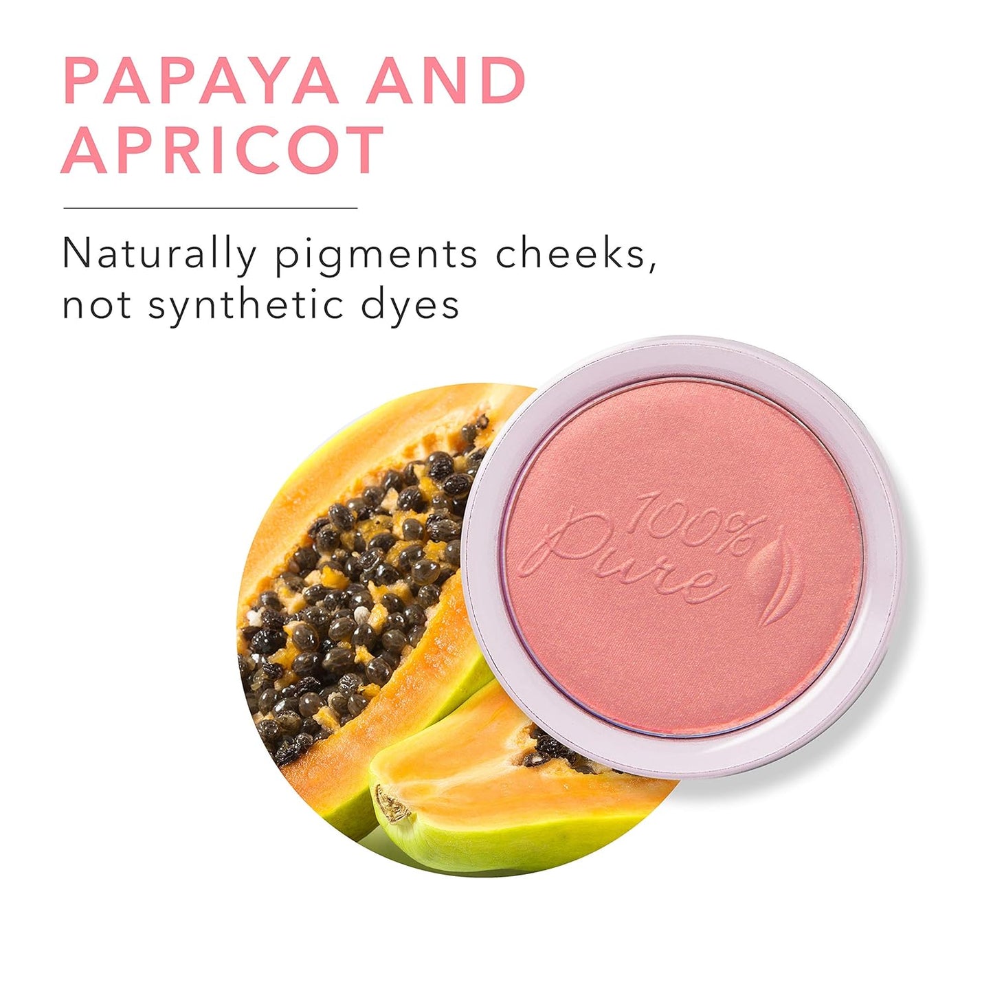 100% PURE Powder Blush (Fruit Pigmented), Mimosa, Soft Shimmery Finish, Nourishes Skin w/Rosehip Oil, Cocoa Butter, Natural Makeup (Light Coral) - 1.81 oz