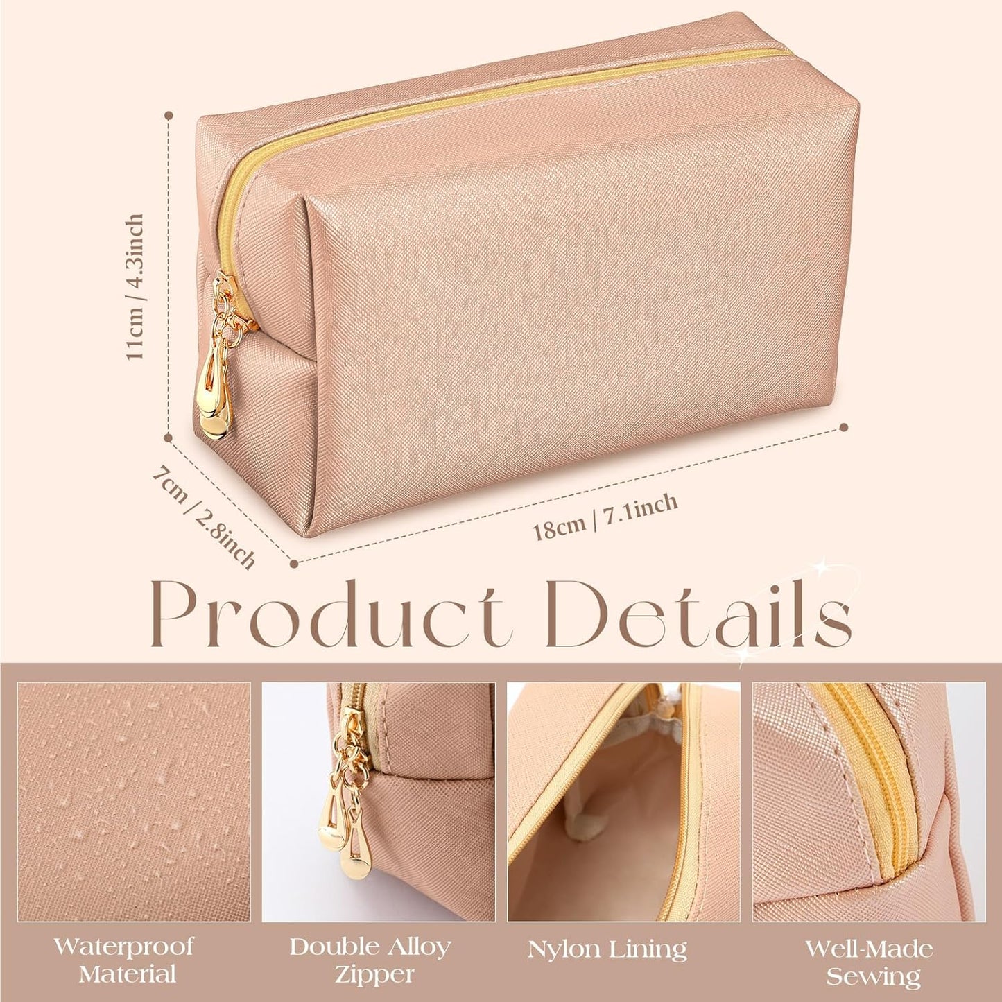 Kigeli 15 Pcs Aesthetic Makeup Bags PU Leather Cosmetic Pouches Waterproof Plain Toiletry Bags Makeup Pouches Bulk for Women Party Gift Travel Storage Organizer(Retro Color)