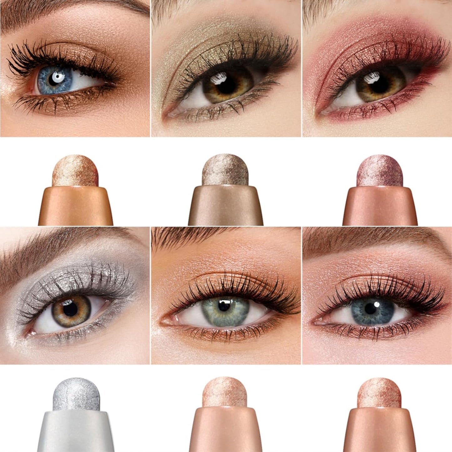 Jolilab Eyeshadow Stick Set, 6 Colors Matte Professional Bright-Colored Contouring and Highlight Eyeshadow Stick, Cream Waterproof Long Lasting High Pigmented Eye Shadow. (6, Set B)