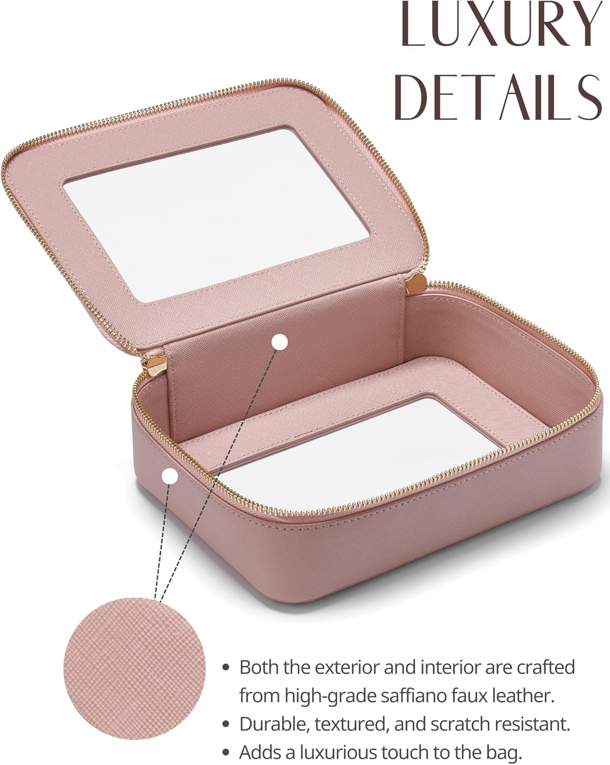 Popvibe Clear Makeup Bag Travel Cosmetic Case Transparent Toiletry Bag with Zipper, Portable Make Up Organizer Traveling Compact Car Bag for Essentials