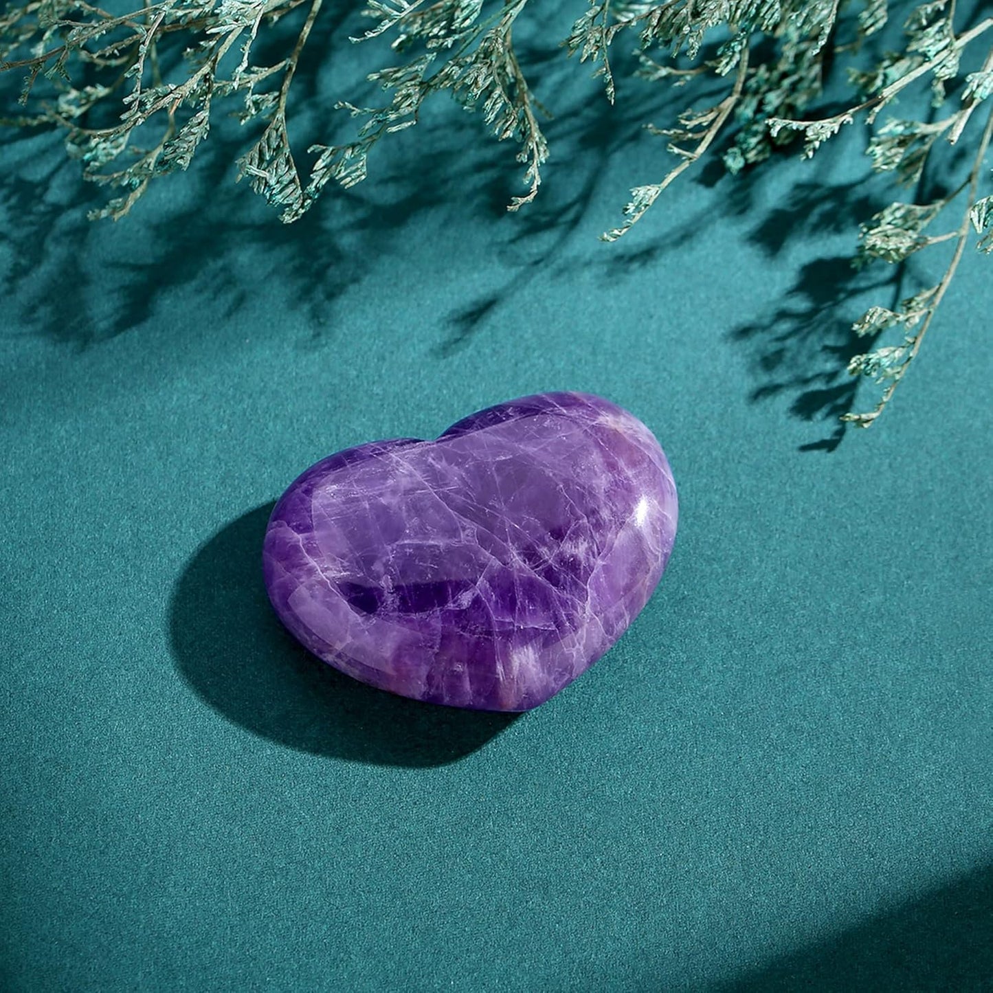 1.8" Large Amethyst Heart Healing Crystals Stone Gua Sha Palm Pocket Stones Meditation Love Gemstone Reiki Energy Balancing Meditation Mother's Day Gift