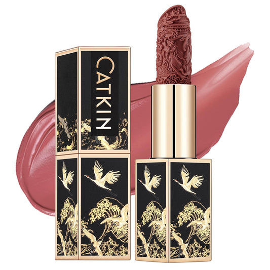 Catkin Moist Lipstick Hydrating High Impact Color Infused with Vitamin E and Avocado Oil Smooth Soft Texture Long Lasting Rose Glow Finish 136