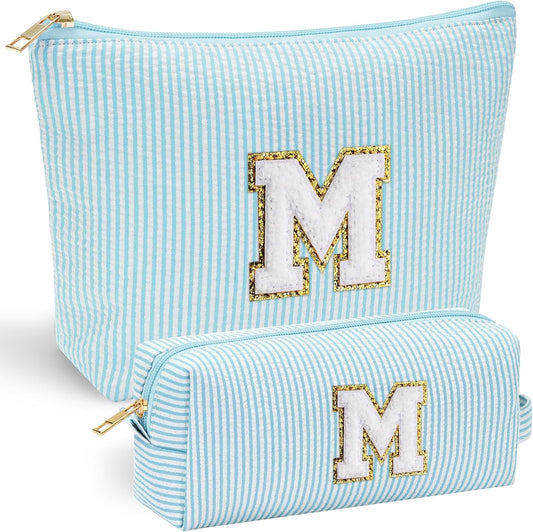 YOOLIFE Initial Makeup Bag for Girls Women - Skin Care for Teens 10-12 | Make Up Bag | Trendy Stuff for Tween Girls & Women | Graduation & Mothers Day Gifts