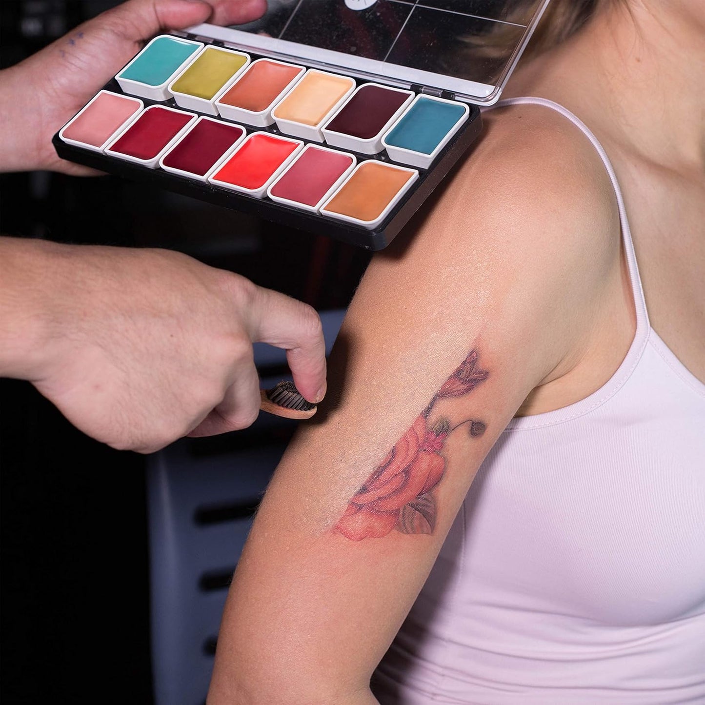 12-Color Complexion Alcohol-Activated Palette, Professional Quick Drying Waterproof SFX Makeup, Tattoo Cover