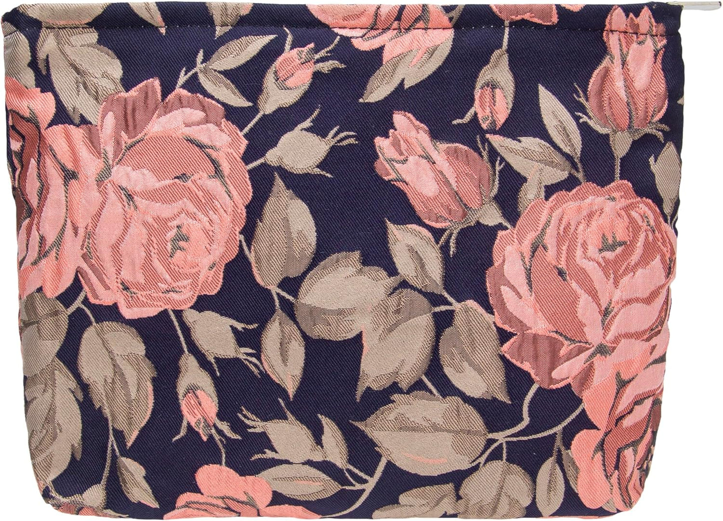 PAZIMIIK Makeup Bag Large Cotton Zipper Pouch for Purse Travel Canvas Make Up Organizer for Women Cosmetic,Rose Black Blue