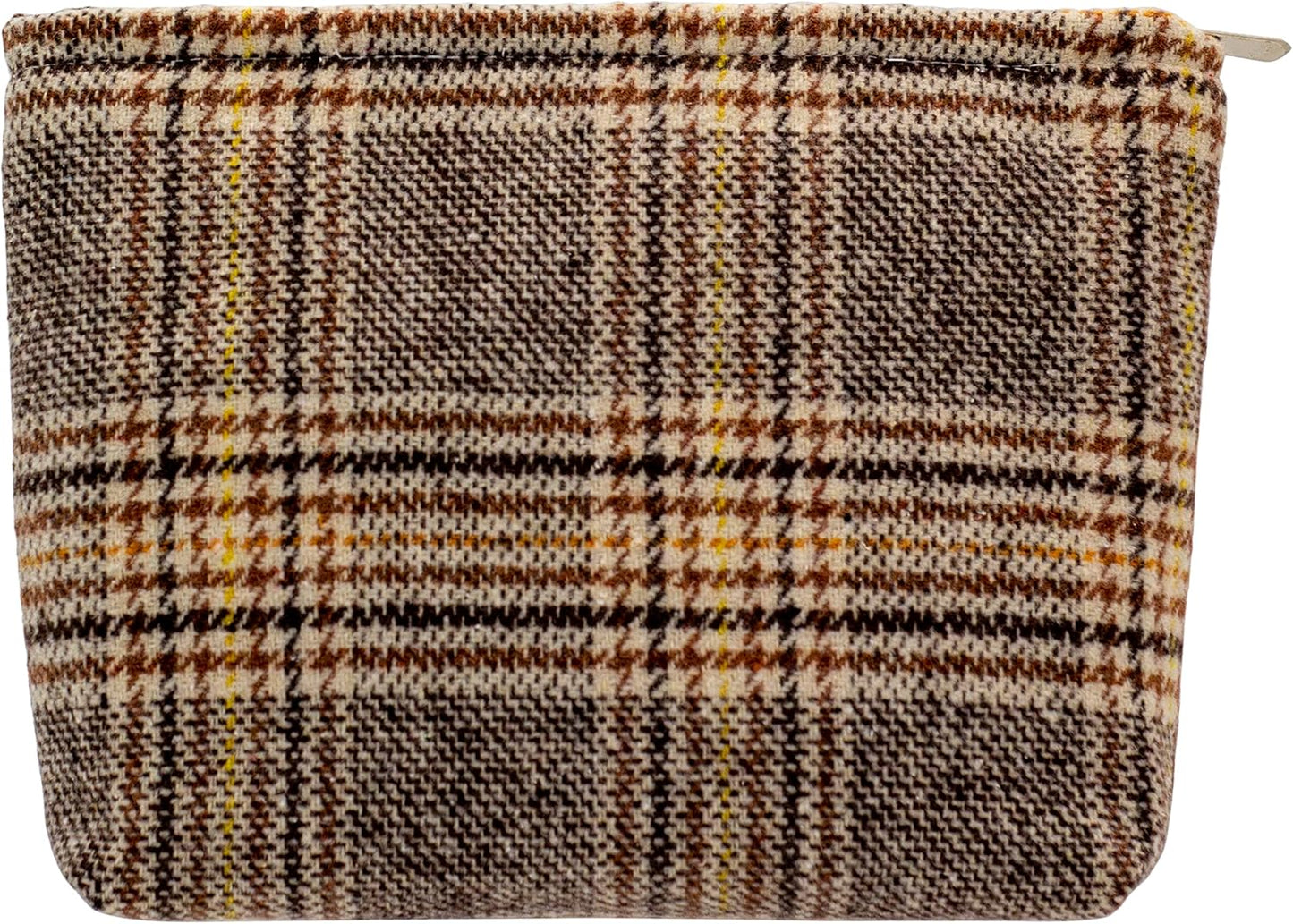 Makeup Bags for Purse Zipper Cosmetic Pouch Large Travel Canvas Make Up Organizer Tool Pouch for Women and Girls,Plaid Brown