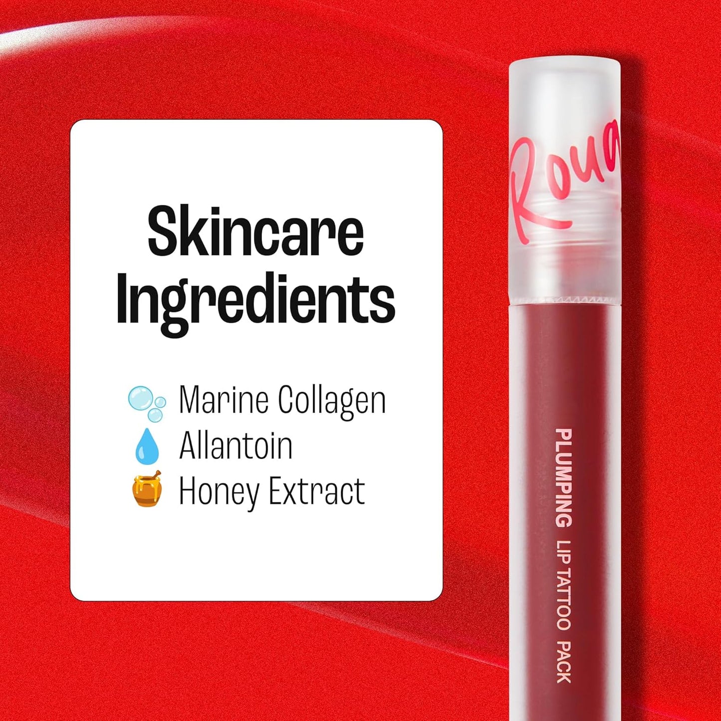 Rouge Star Plumping Lip Tattoo (0.17 oz) - 72-HR Long Lasting Waterproof Peel Off Lip Stain - Transfer-Proof, Non -Sticky Hydrating Matte Lip Tint Tattoo (Classic Red)